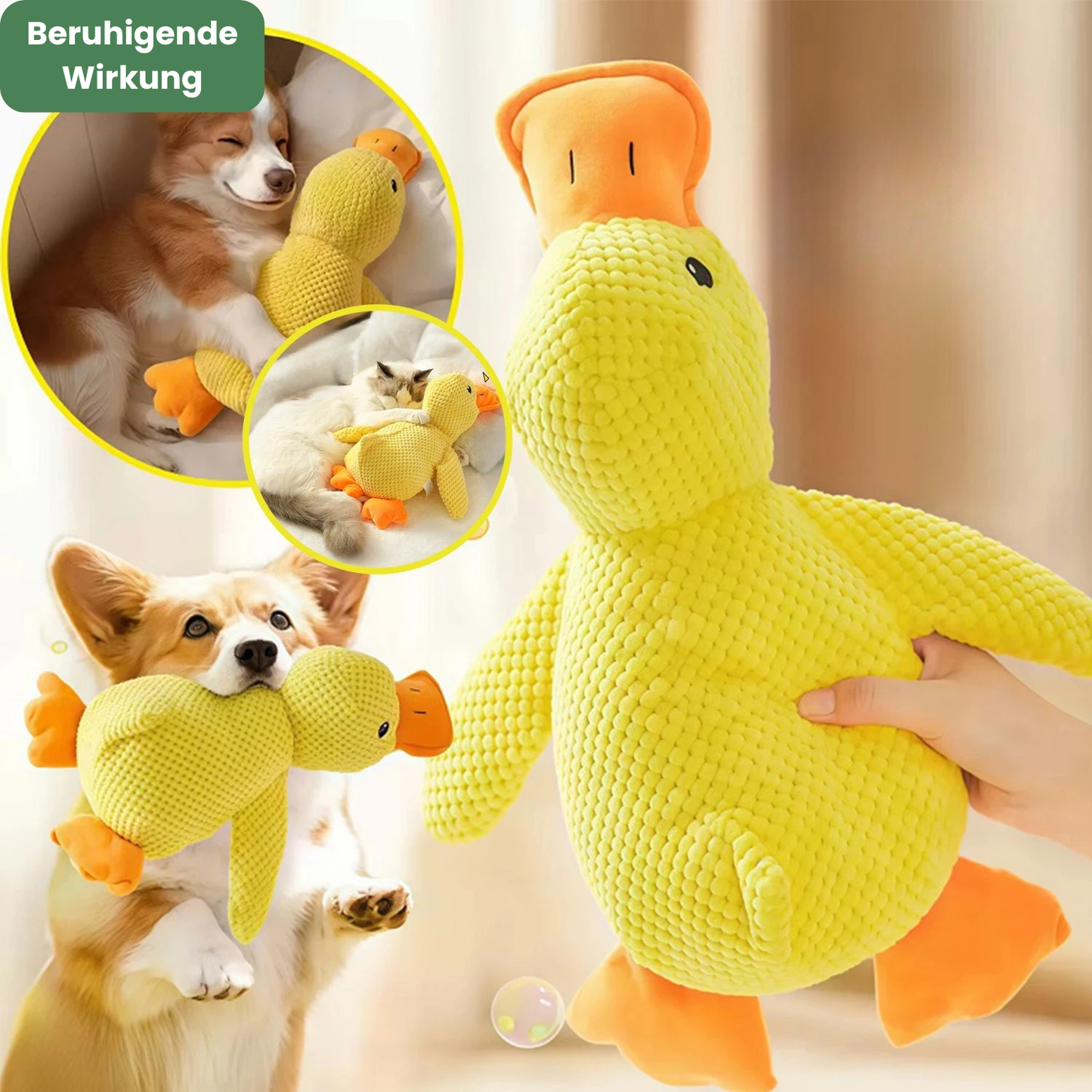 KahuPaw Ente Hunde-Katzenspielzeug mit Quakgeräusch